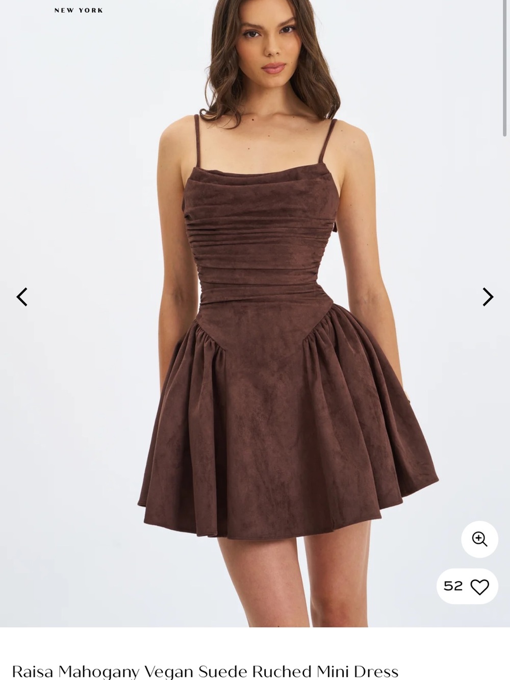 Miss Circle Mahogany Vegan Suede Ruched Mini Dress! NWT!